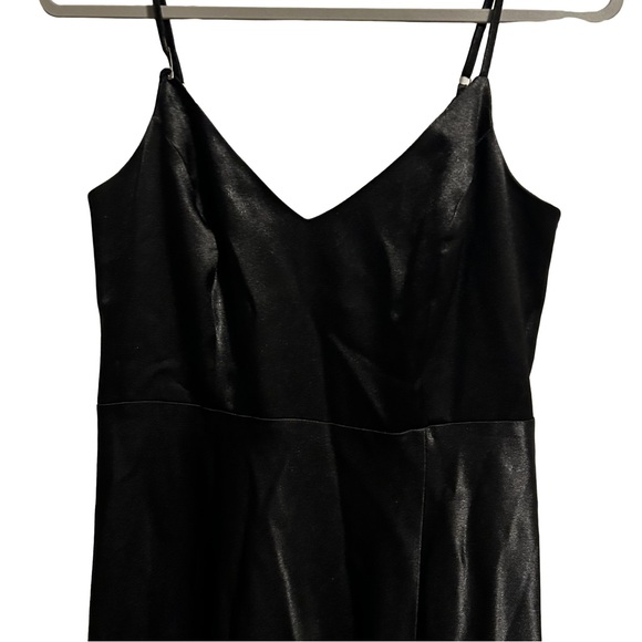 Birdy Grey Black Satin Maxi Dress Straps V Neck size S - Picture 6 of 12